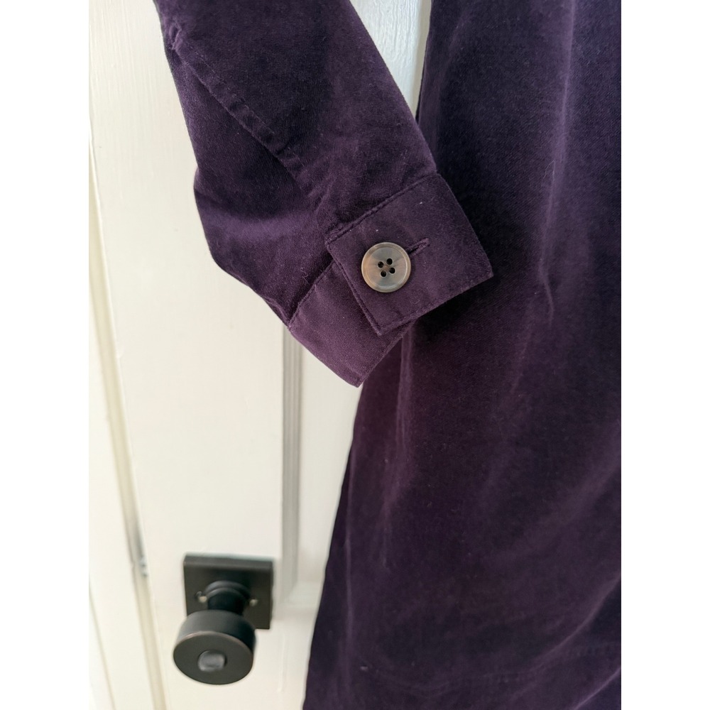 J. Jill M Plum Purple Stretch Velvet Button Front Midi Shirt Dress Cotton Blend - Picture 8 of 12